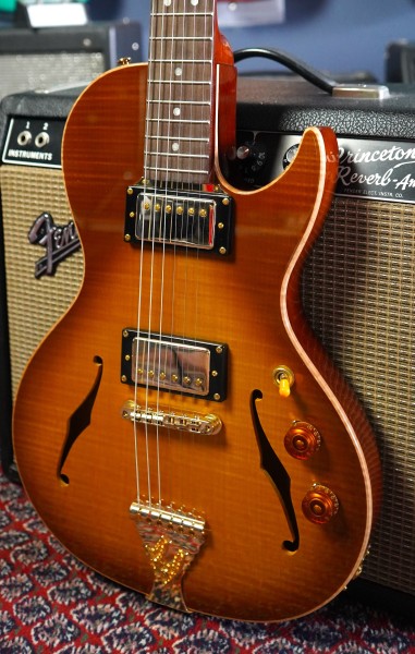 B&G Guitars Little Sister Crossroads 5A Flame Honey Burst HB Cut w/Kloppmann Pickups (optional)